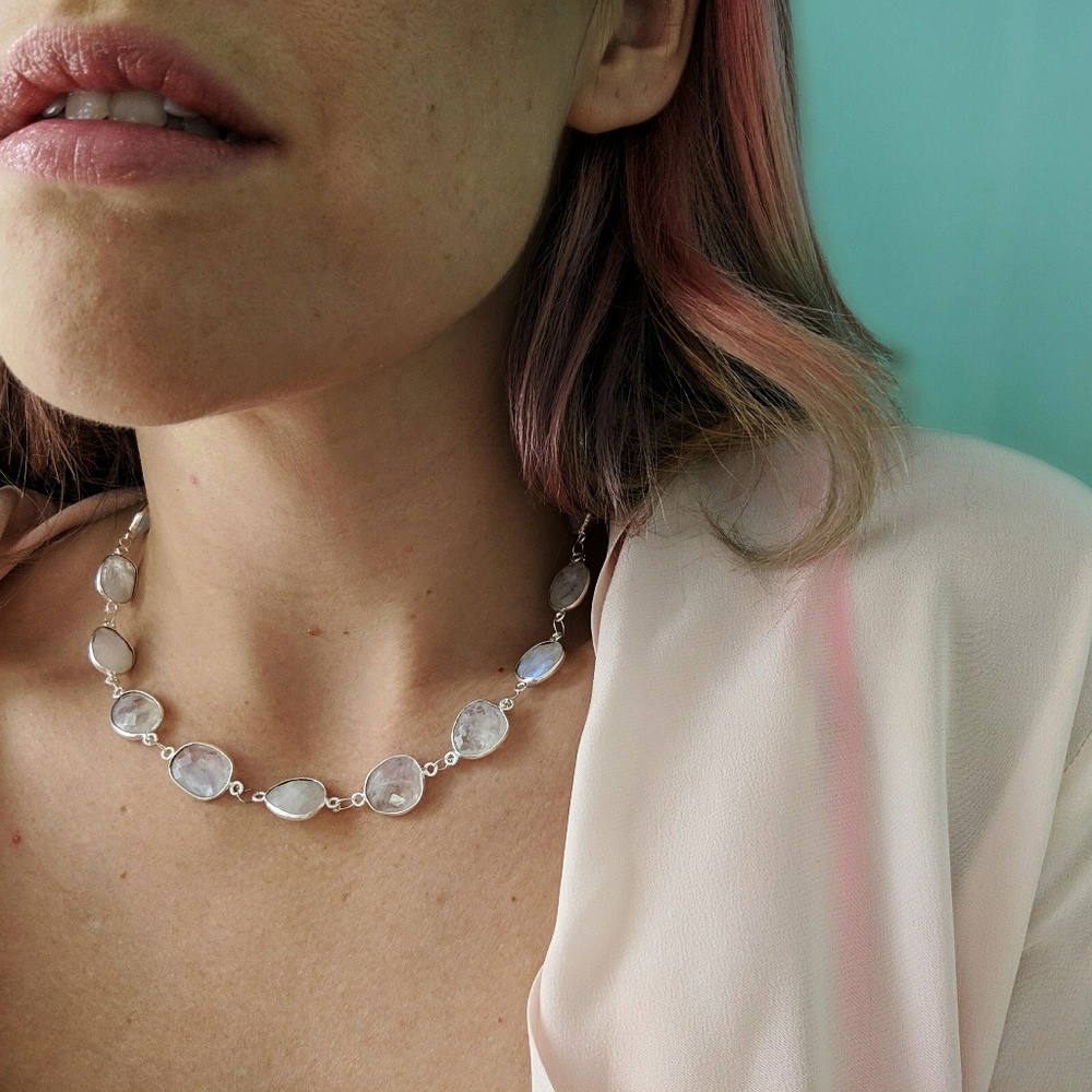 Sterling Silver Moonstone Choker